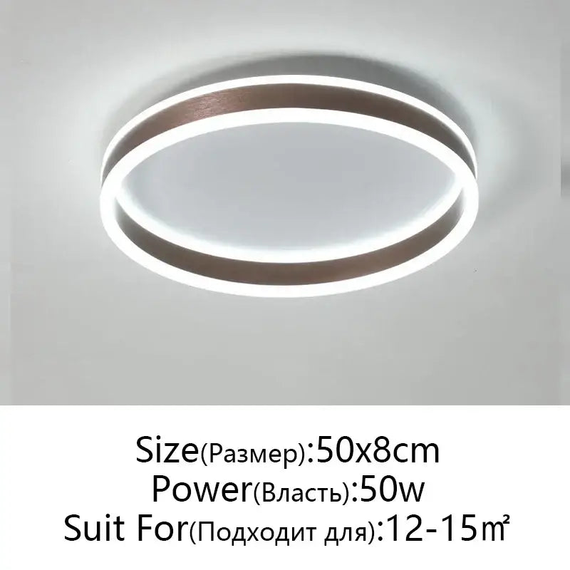 Modern decorbites led pendant light ceiling lamp with sleek white illuminated ring and dark bronze frame for living room