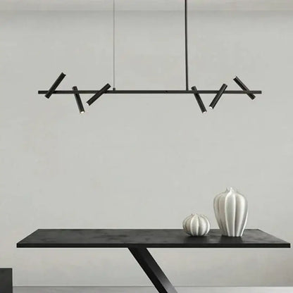 Black minimalist DecorBites led pendant light with angular branch-like arms and sleek cylindrical fixtures for modern decor