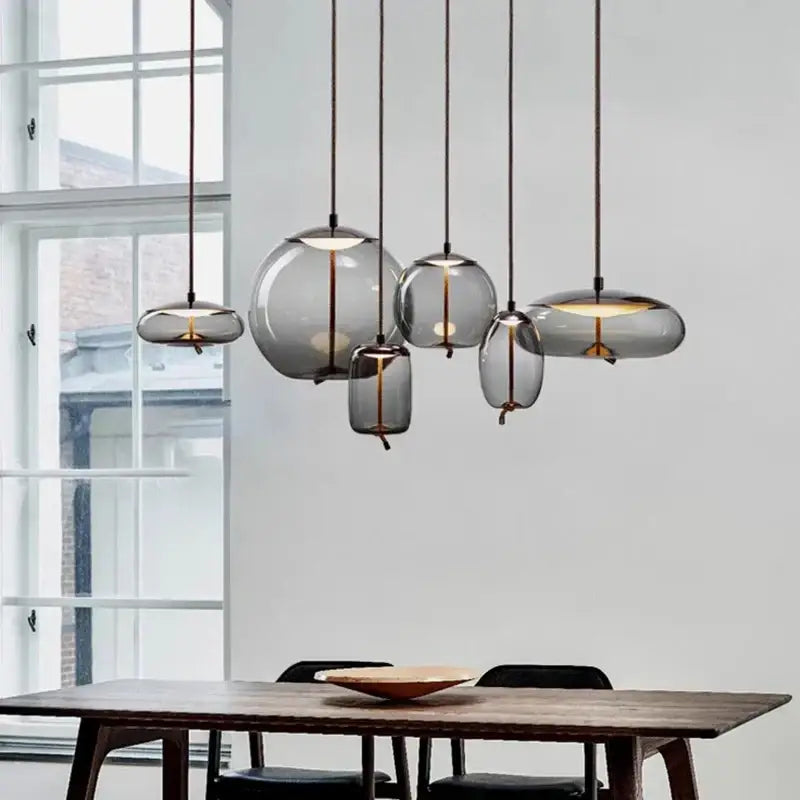 Modern gray glass pendant light from decorbites led pendant chandelier for living and dining room lighting