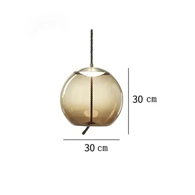 Decorbites led pendant light chandelier with 30 cm amber glass and textured black cord for modern living and dining room lighting