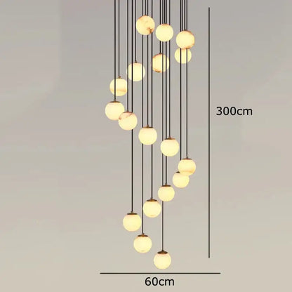Modern decorbites led pendant cascading chandelier with black cords and spherical glass bulbs for indoor lighting