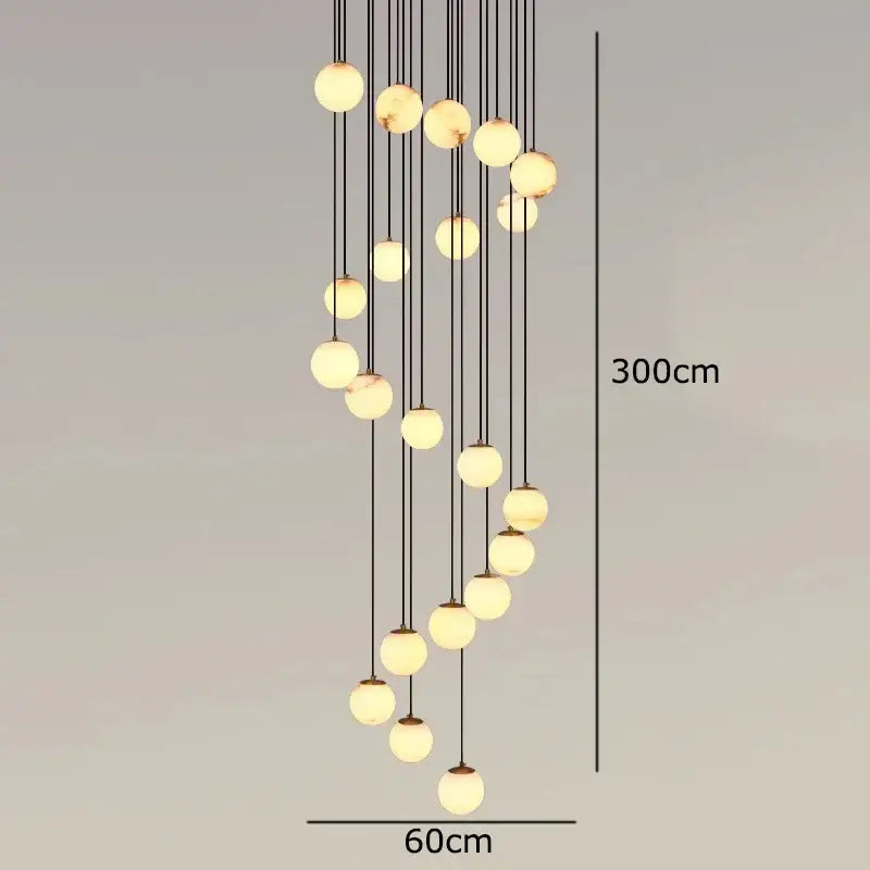 A modern decorbites led pendant light chandelier with spherical glass bulbs and black cords for indoor lighting