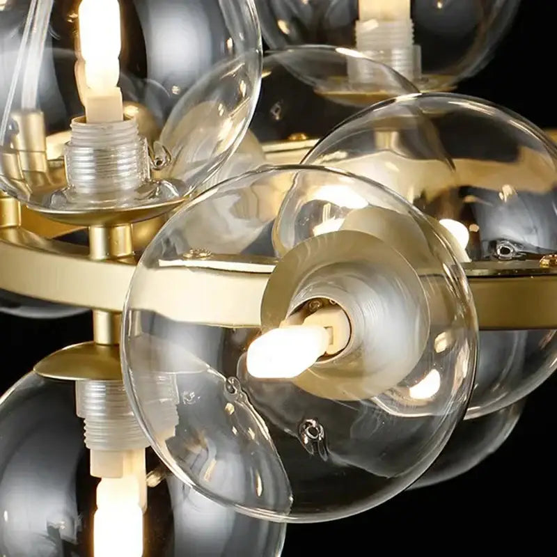 Decorbites led pendant light chandeliers with clear glass globe shades and brass metal arms for modern home decor