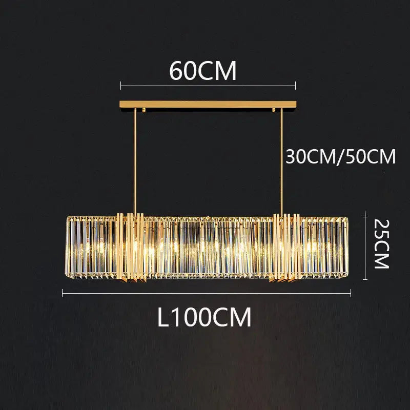 Gold-toned decorbites led pendant with vertical crystal rods modern minimalist led pendant light chandelier for indoor decor