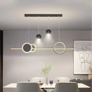 Modern black and gold decorbites led pendant light chandeliers with geometric circular rings and spherical bulbs for indoor lighting