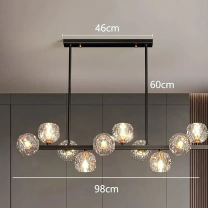 Modern black metal decorbites led pendant chandelier with clear faceted crystal globe lights for indoor lighting
