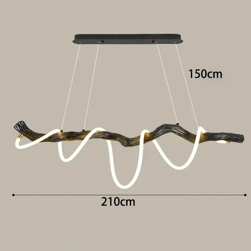 Modern decorbites led pendant light with dark textured branch body and integrated white led strip for indoor lighting