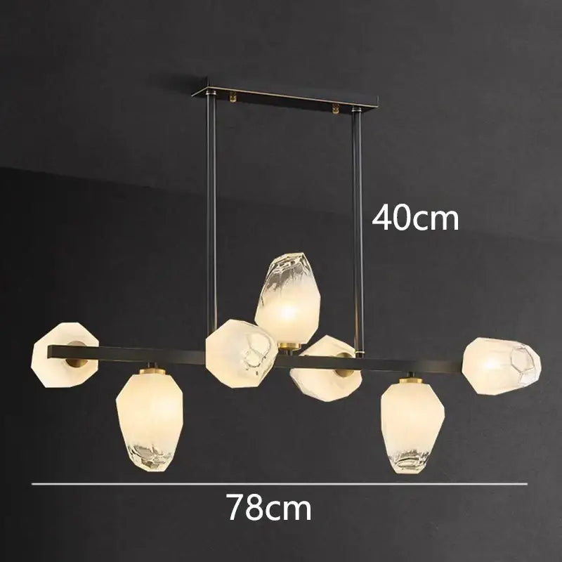 Black metal decorbites led pendant light chandelier with six frosted white and clear glass shades for modern decor