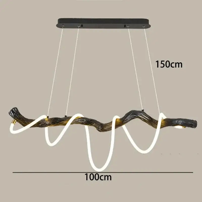 A decorbites led pendant light with a dark textured branch design and integrated white led lighting for modern decor