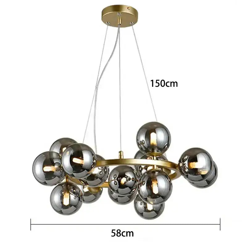 Decorbites led pendant featuring a gold metal frame with chrome glass spheres for modern living room lighting