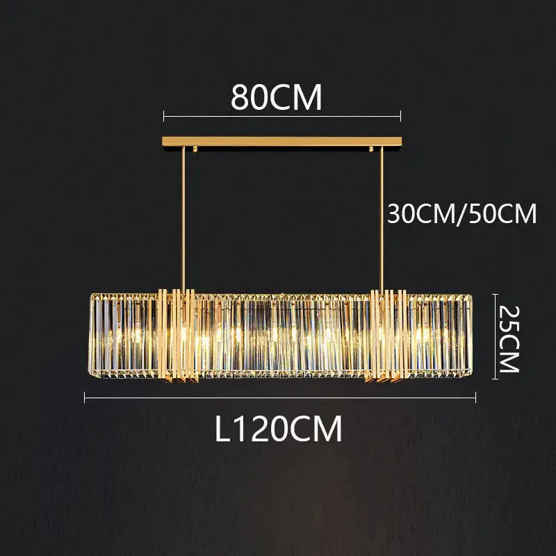 Gold-toned decorbites led pendant light chandelier with vertical crystal rods for modern home decor and indoor lighting