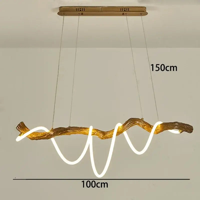 Decorbites led pendant light featuring a modern natural wood branch design with integrated white led lighting for indoor use