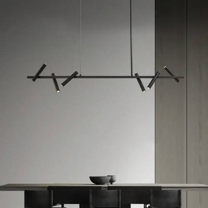 Modern black metal decorbites led pendant light with angular minimalist design and adjustable directional lighting
