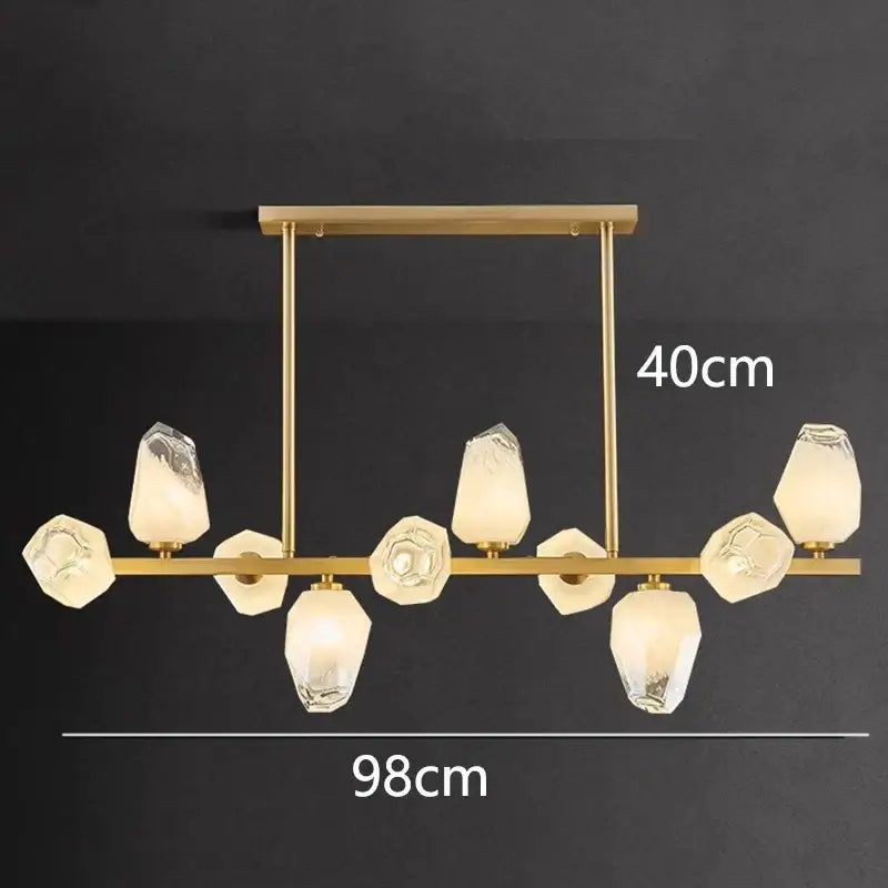 Gold-toned decorbites led pendant light chandelier with faceted glass shades for modern living room lighting