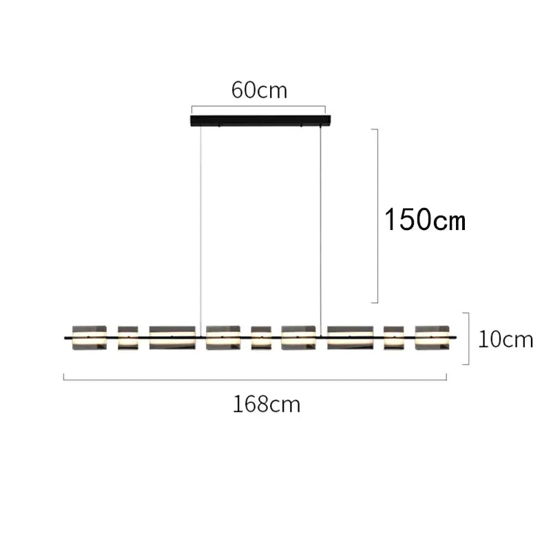 Modern black decorbites led pendant light with sleek linear design and evenly spaced rectangular led modules for indoor use