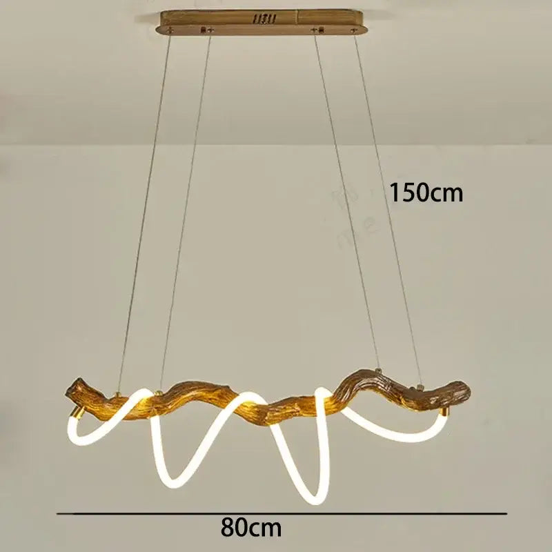 DecorBites led pendant light featuring a 150cm natural wood branch design with integrated white led lighting for modern decor