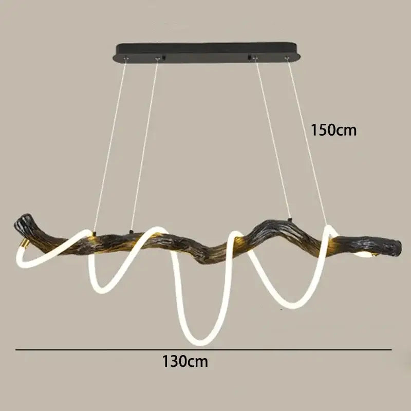 Black and gold textured branch-shaped decorbites led pendant light with integrated white led lighting for modern home decor
