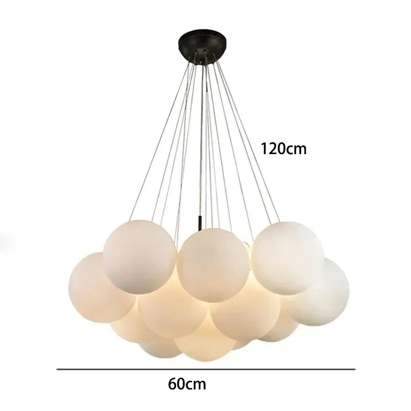 Modern white frosted glass globe decorbites led pendant chandelier with black metal mount for indoor lighting