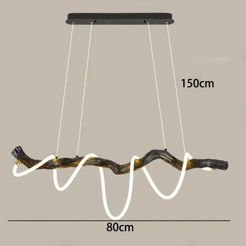 DecorBites led pendant light featuring a dark textured branch design with glowing white led strips for modern decor