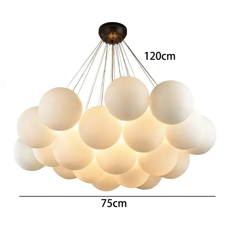 A decorbites led pendant light chandelier with frosted glass spheres and dark metal mount for modern indoor lighting