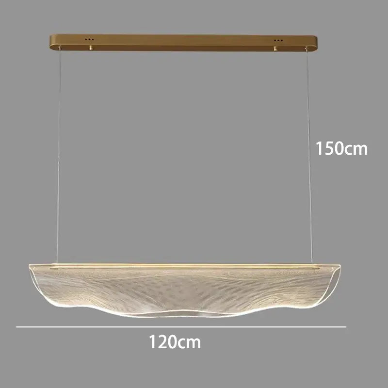 DecorBites led pendant light chandelier with gold rectangular mount and translucent glass shade for modern living room lighting
