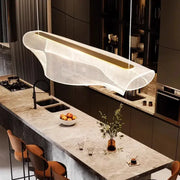 Modern white mesh decorbites led pendant light chandeliers with integrated golden led strip for indoor living lighting