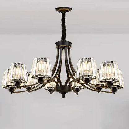 A decorbites led pendant wrought iron chandelier with dark bronze finish and crystal shades for modern lighting