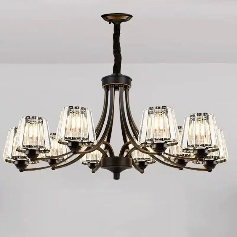 A decorbites led pendant wrought iron chandelier with dark bronze finish and crystal shades for modern lighting