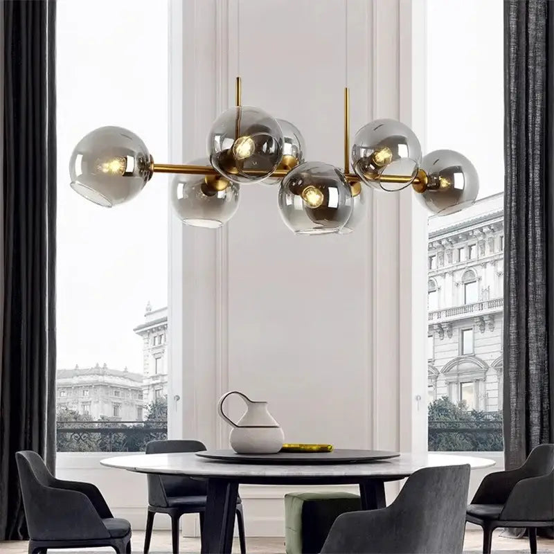 Modern brass and smoked glass globe pendant lights by decorbites led pendant for living and dining room decor