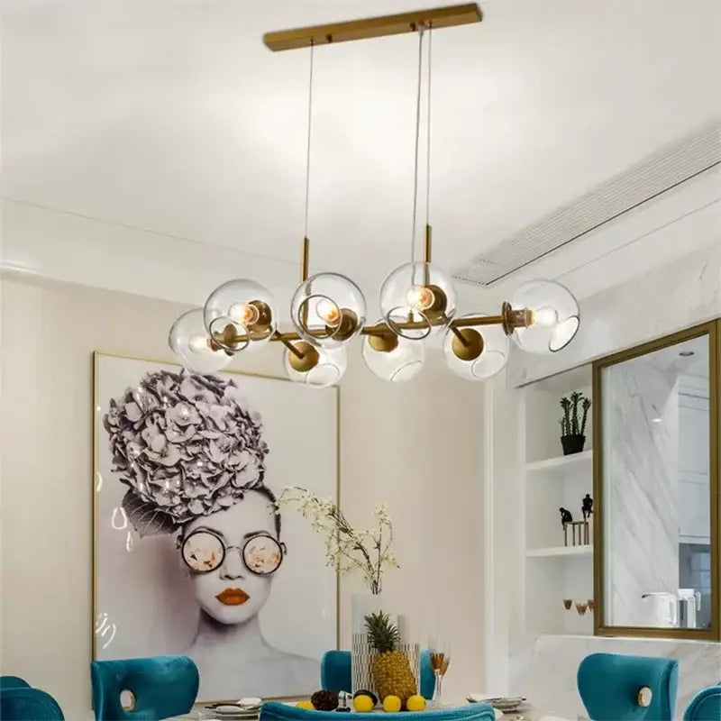 Modern brass pendant lights with clear glass globe bulbs from decorbites led pendant light collection for living room