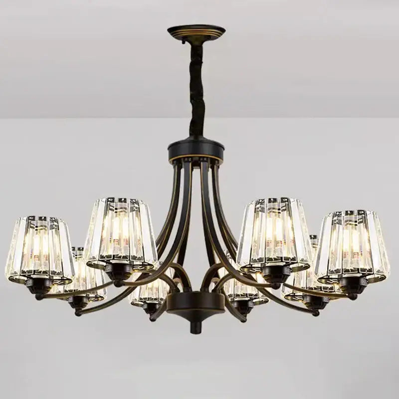 Wrought iron decorbites led pendant chandelier with dark bronze finish and crystal light fixtures for modern rooms