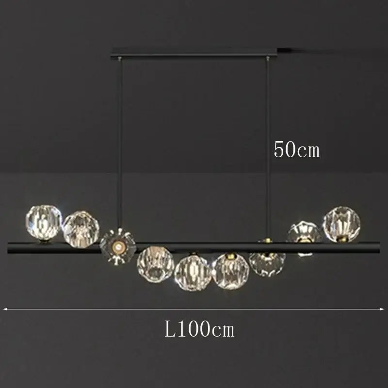 Modern black metal decorbites led pendant light chandelier with clear crystal globe pendants for living and dining rooms