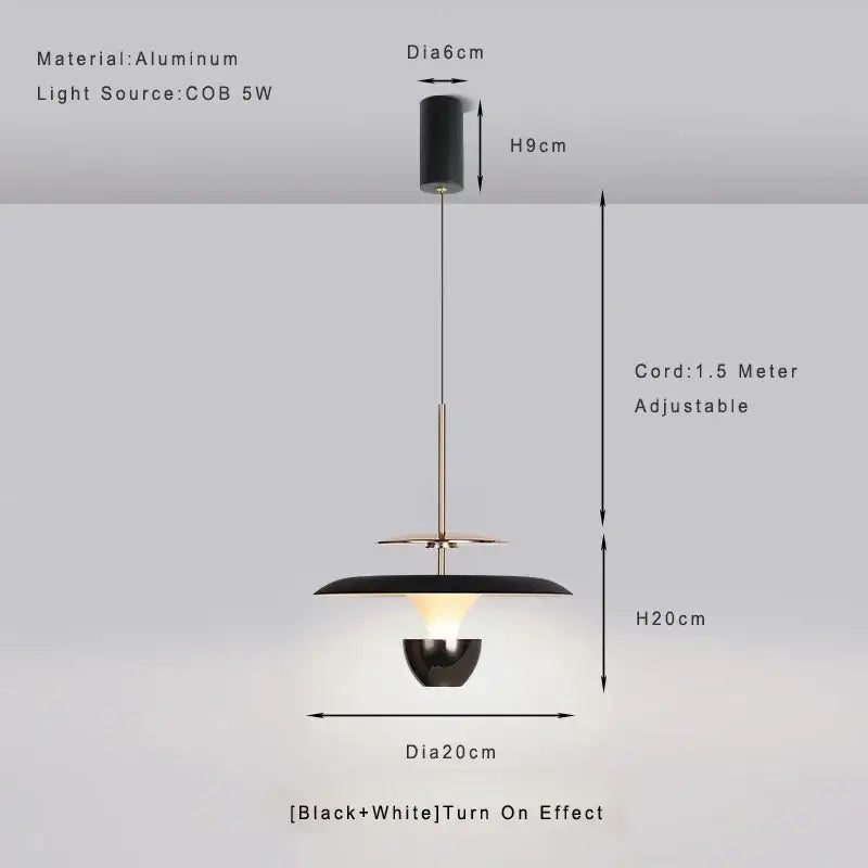 Black and white decorbites led pendant light with sleek aluminum design perfect for kitchen dining and bedroom lighting
