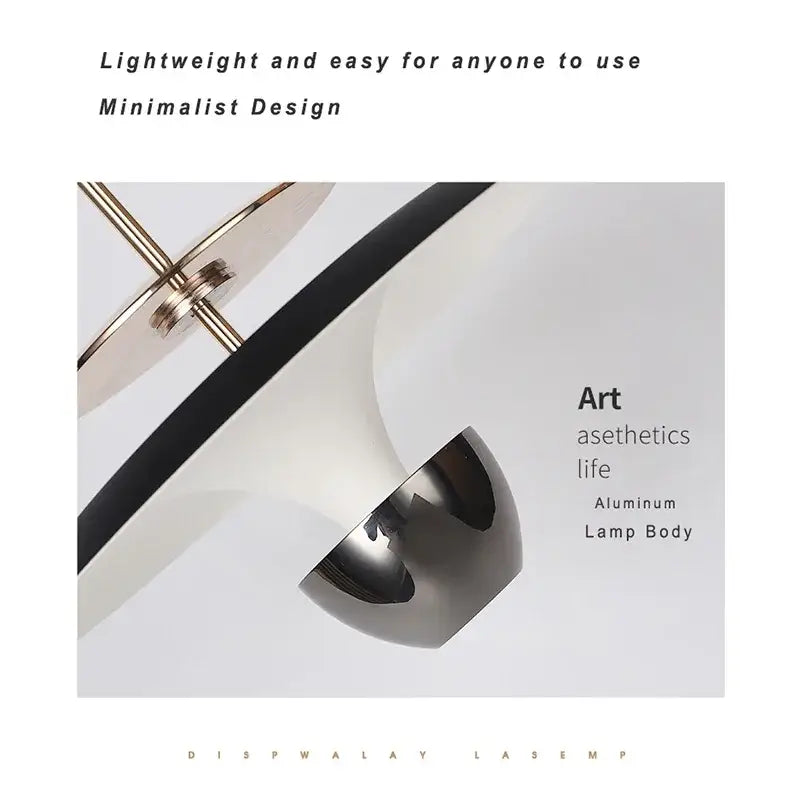 Minimalist aluminum DecorBites LED pendant light with sleek white and black curved design for kitchen or bedroom