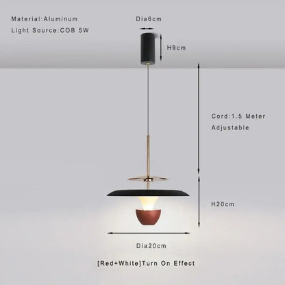 Modern black and copper-toned DecorBites LED pendant light with red and white illumination for kitchen and dining room
