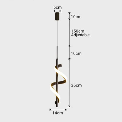 Adjustable decorbites led pendant light with sleek black metal frame and glowing white led strip for bedroom and dining room