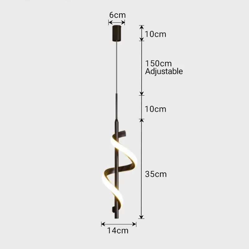 Adjustable decorbites led pendant light with sleek black metal frame and glowing white led strip for bedroom and dining room