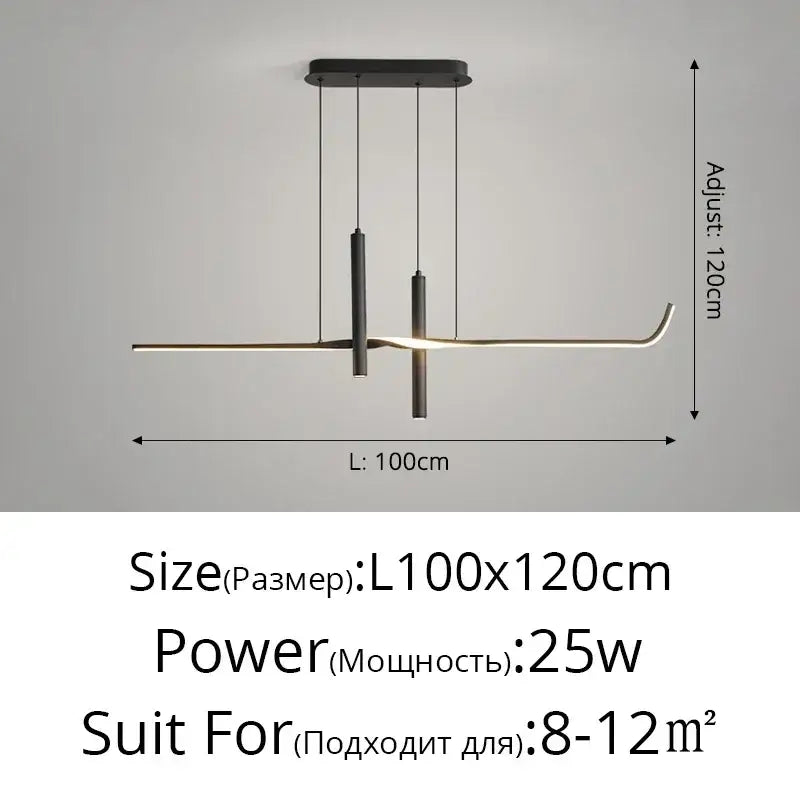 Modern black and gold minimalist decorbites led pendant light with sleek angular design for dining and living rooms