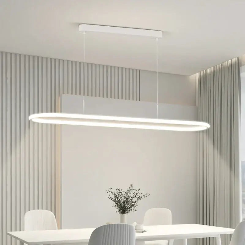 Modern white rectangular decorbites led pendant light with sleek minimalist design for dining table and kitchen lighting