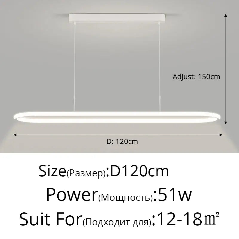 Modern white rectangular decorbites led pendant light with adjustable hanging length for dining and kitchen use