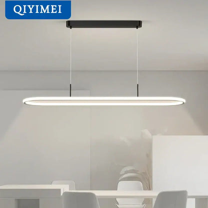 Modern black rectangular decorbites led pendant light with sleek elongated oval led lamp housing for home lighting