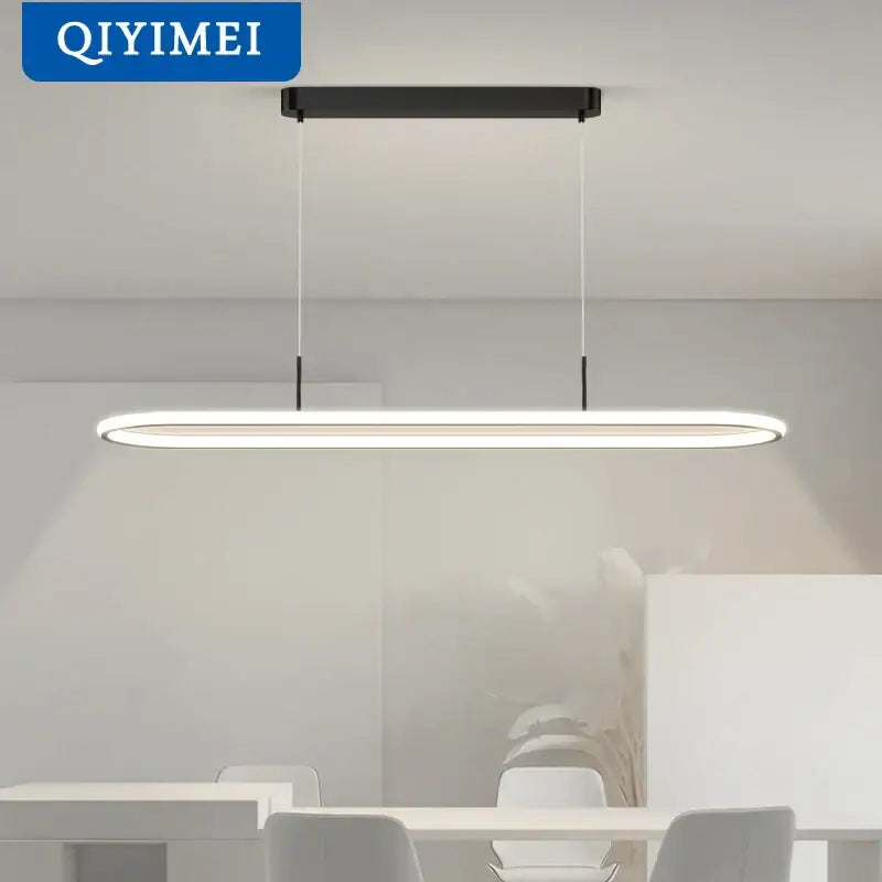 Modern black rectangular decorbites led pendant light with sleek elongated oval led lamp housing for home lighting