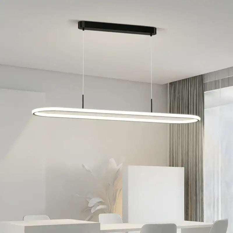 Modern black decorbites led pendant light with oval led fixture and thin cords for dining table kitchen lighting