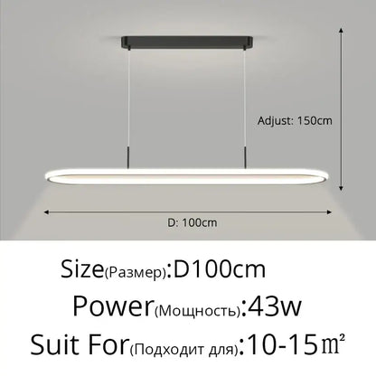 Modern black rectangular decorbites led pendant light with sleek minimalist design and adjustable length for dining table lighting