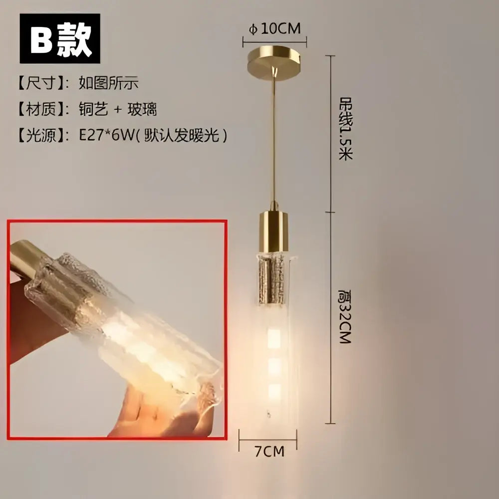 DecorBites™ led pendant light with brass metal frame and clear glass shade featuring an e27 bulb for home decor