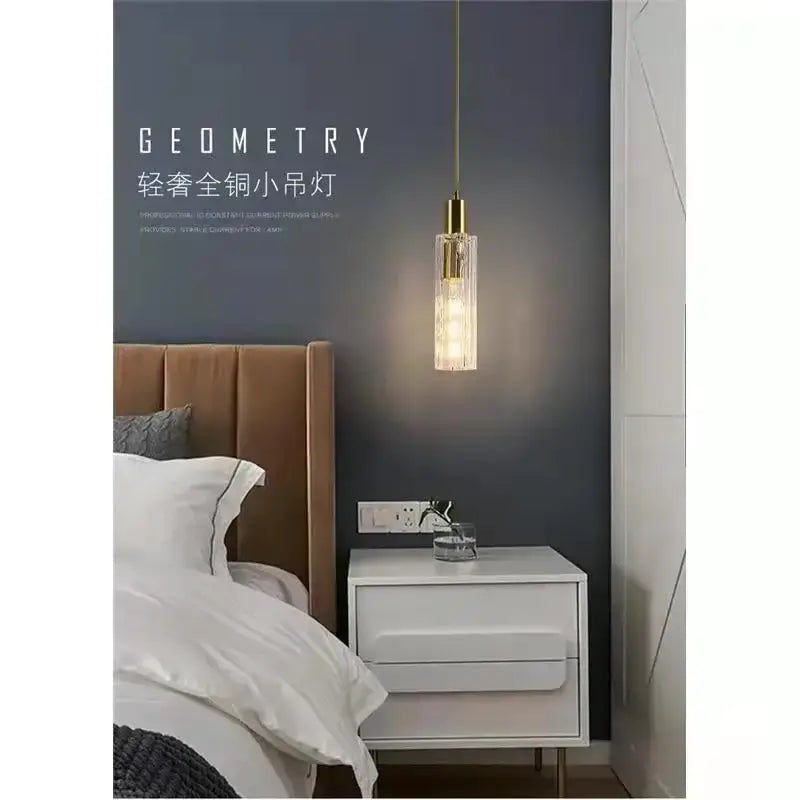 A decorbites led pendant light with gold metal top and clear glass cylinder for modern nordic home decor