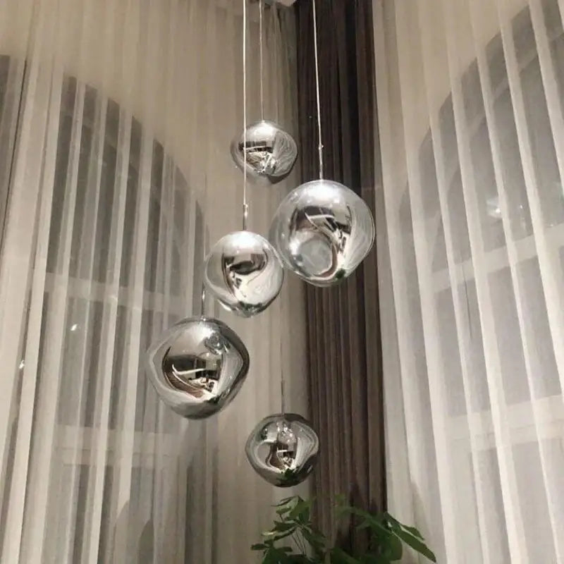 Silver reflective spherical pendant light by DecorBites led pendant for indoor home decoration and lighting