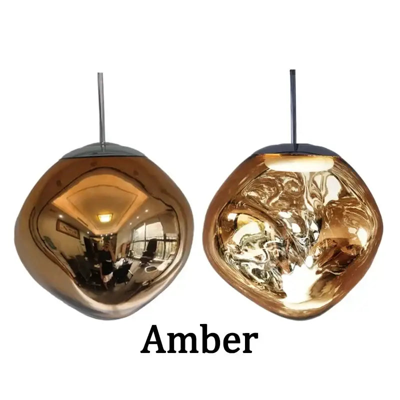 Amber-colored reflective glass decorbites led pendant light with modern organic design for indoor home decoration