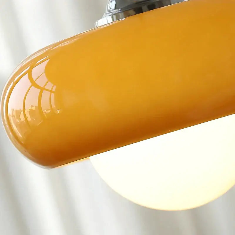 Decorbites led pendant light amber glass pendant light with polished chrome hardware for modern bedroom and dining room