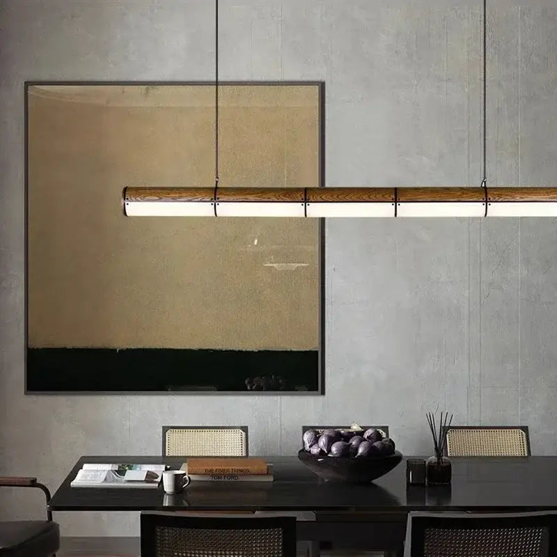 Modern wooden pendant light with warm-toned wood finish and minimalist design in decorbites led pendant light style